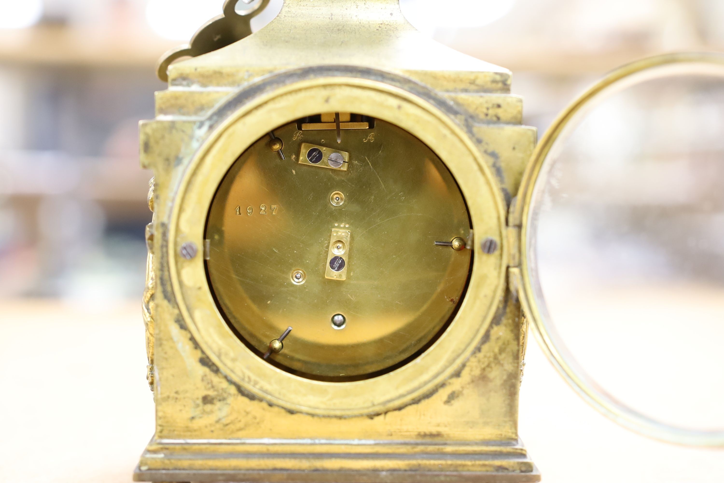 A French ormolu Pendule D'Officier timepiece, with key, circa 1900, 16cm